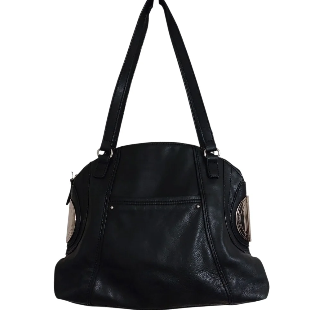 B. Makowsky Black Leather Shoulder Bag